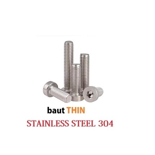 (1pcs) SS304 Baut Thin M3x30