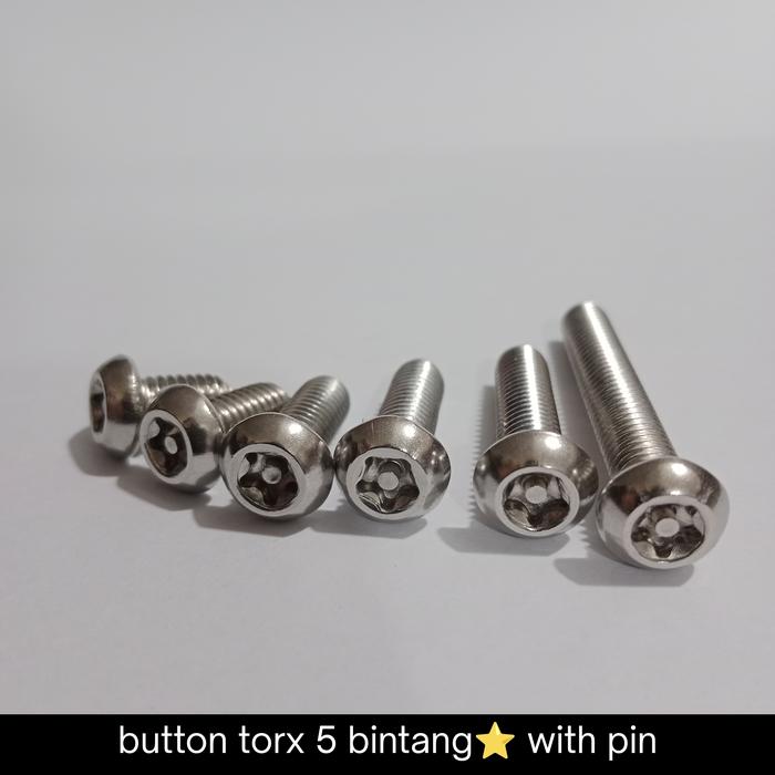 (1pcs) SS304 Baut Button Torq 5 Bintang M5 x 12