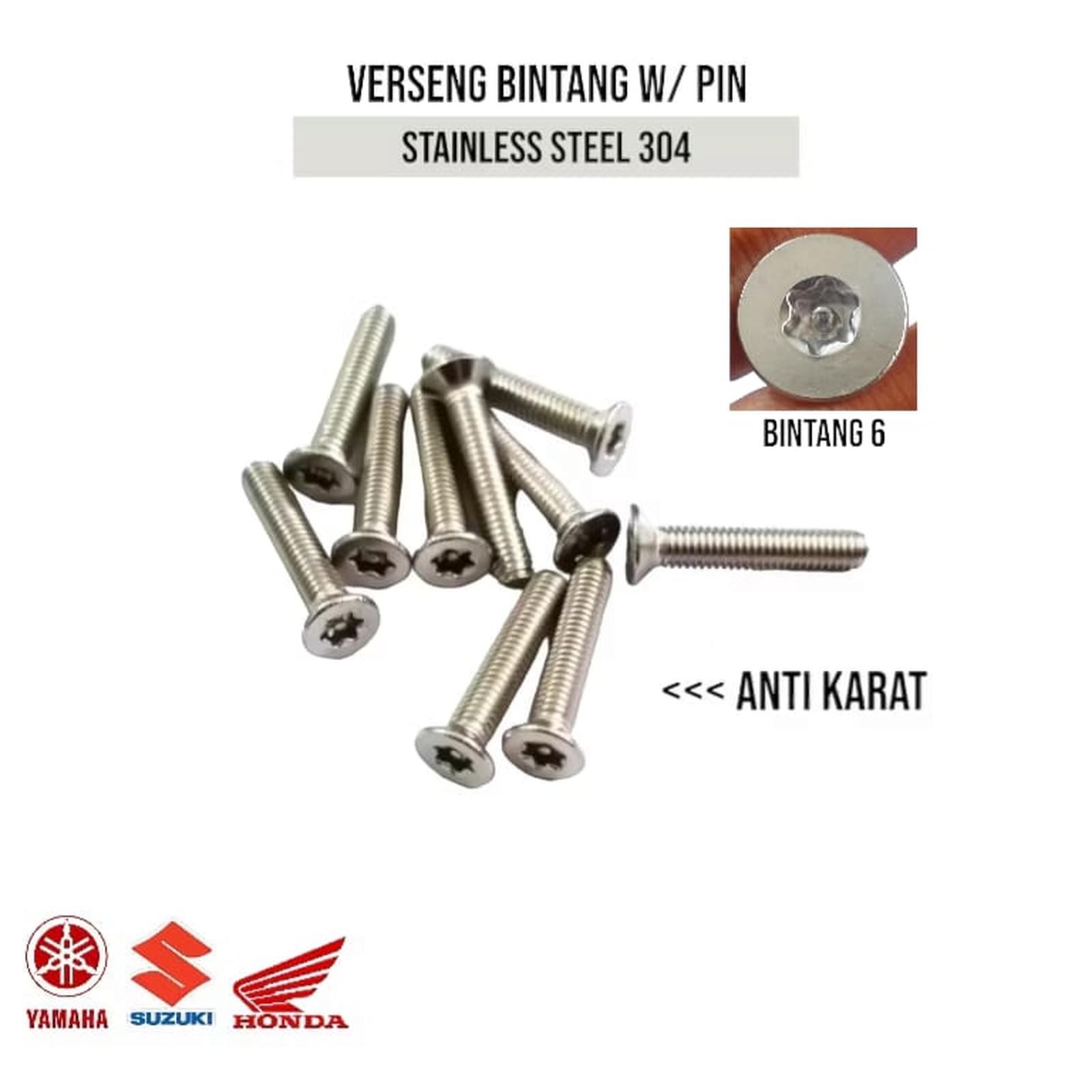 (1pcs) SS304 Baut Verseng Torq w/pin M10x20
