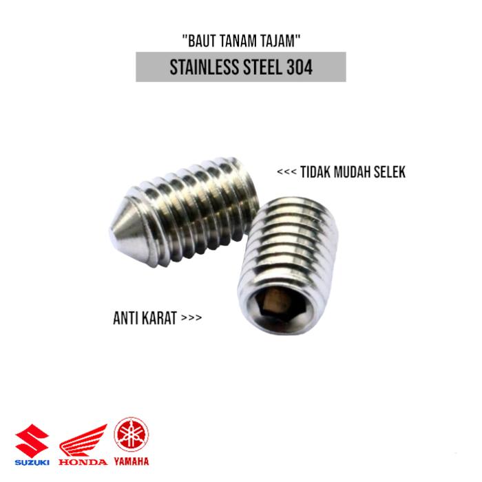 (1pcs) SS304 Baut Tanam Tajam M10x12