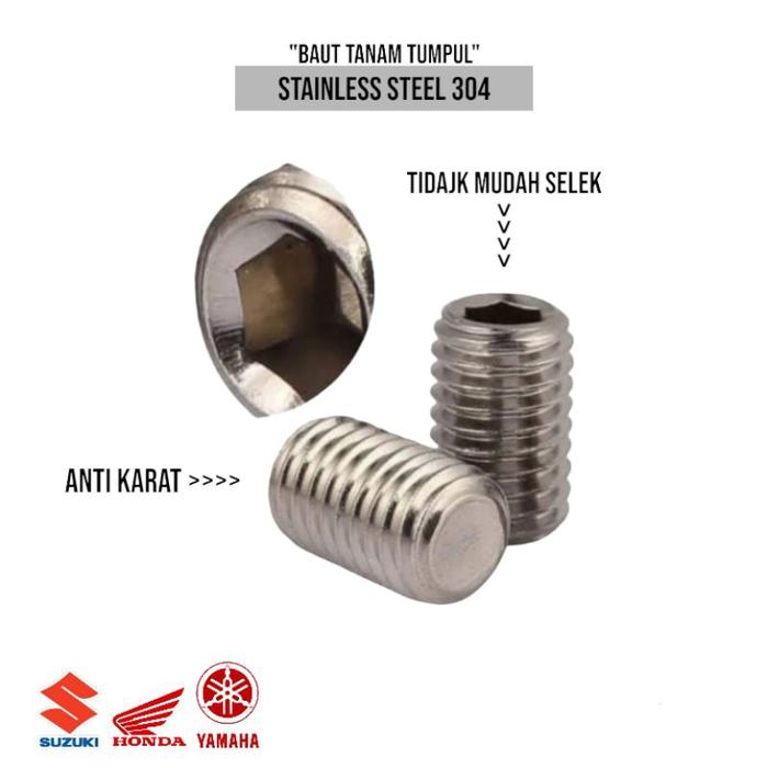 (1pcs) SS304 Baut Tanam Tumpul M8x12