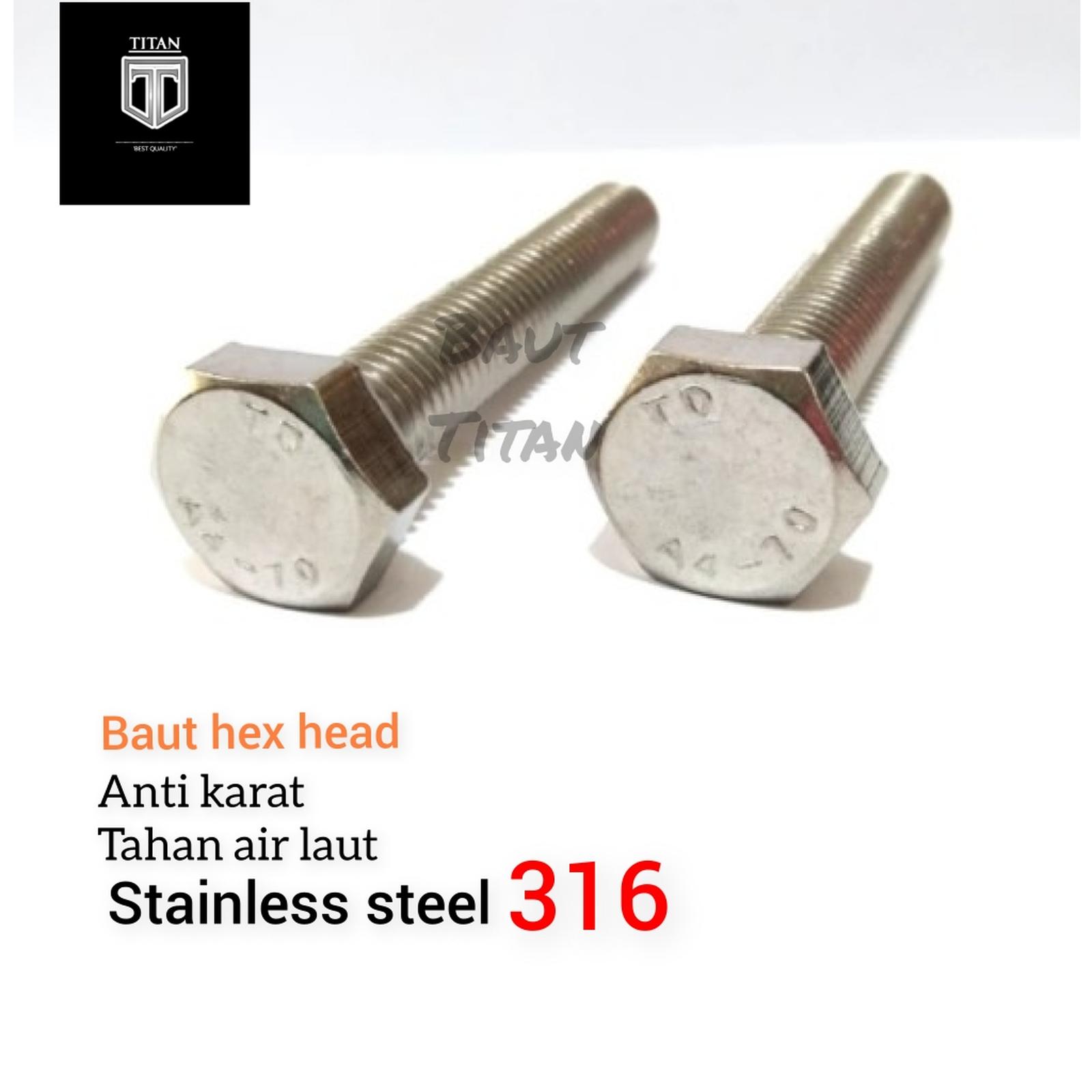 (1pcs) Stainless Steel  316 Hex Bolt M12 x 60